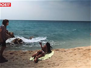 LETSDOEIT - super-hot dark-hued teenager pummeled stiff At The Beach